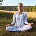 **Prompt 1:** A person meditating outdoors in a serene Swedish landscape, visualizing a strong, confident self. Soft sunlight, mindful expression, peaceful environment. Concept: Inner strength, visualization, overcoming negativity.
